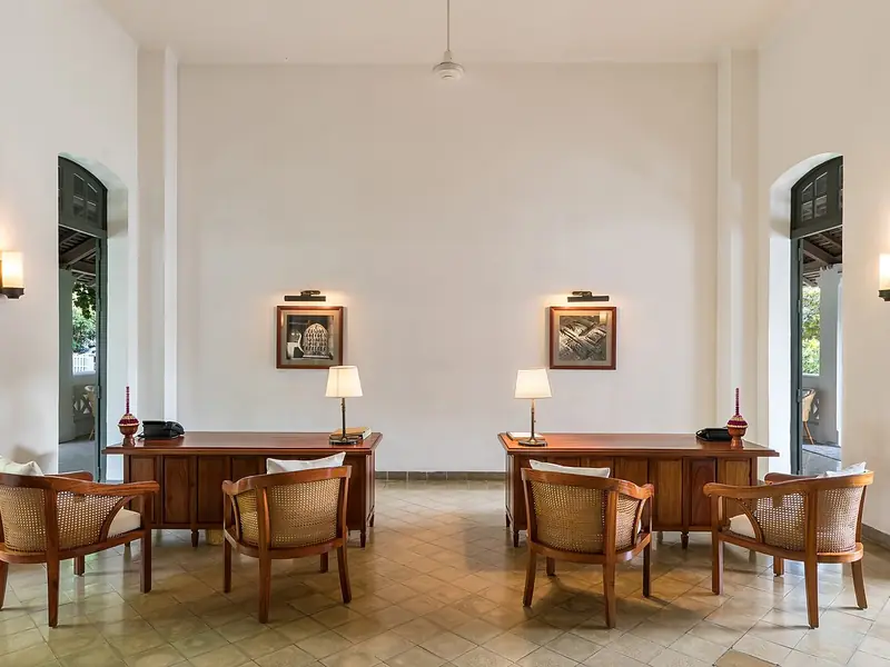 Balcões de recepção de um edifício