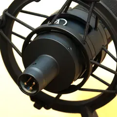 Microfone de estúdio em suporte antivibração