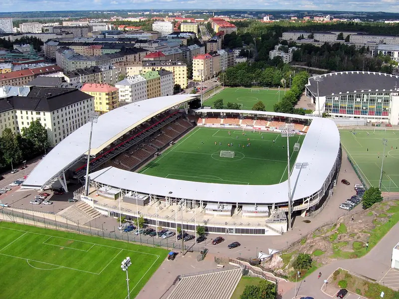 Vista aérea de um estádio de futebol